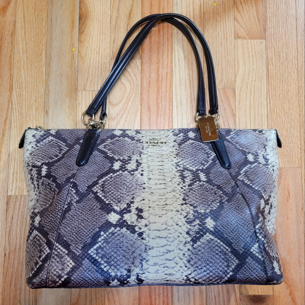 Authentic Coach Ava Python Embossed Leather Tote